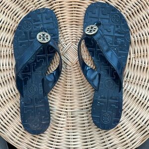 Tory Burch navy flip flops